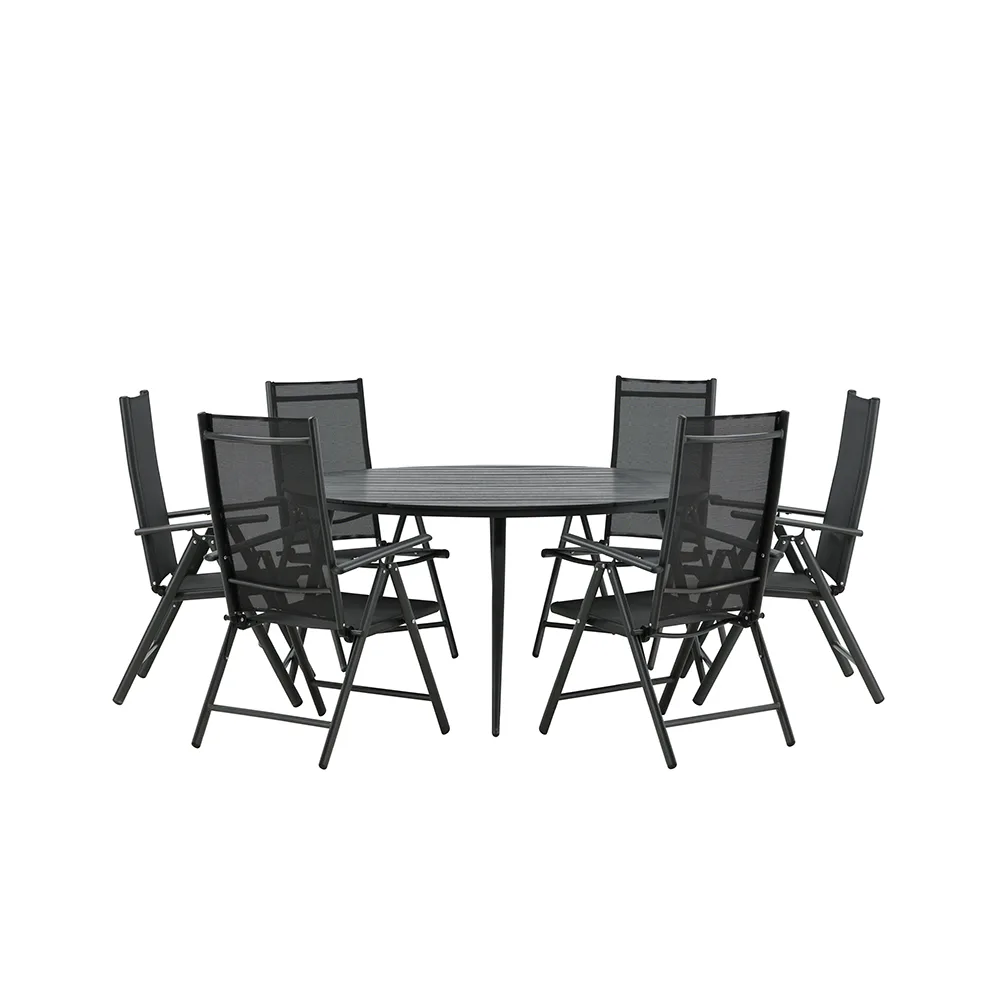 Matgrupp Venture Home Break Ø150 cm med 6 Break Stolar Svart