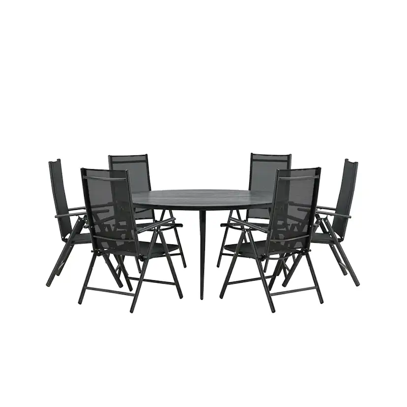 Break - Dining Table Round- Black / Black - Alu / Aintwood - Svart