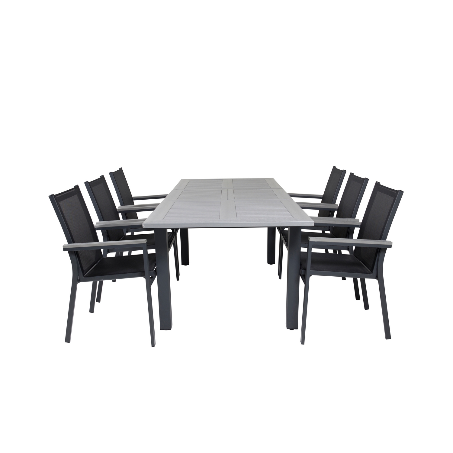 Albany Dining Table 160/240*100 - Svart Alu / Grey Aintwood+ Svart/Grå