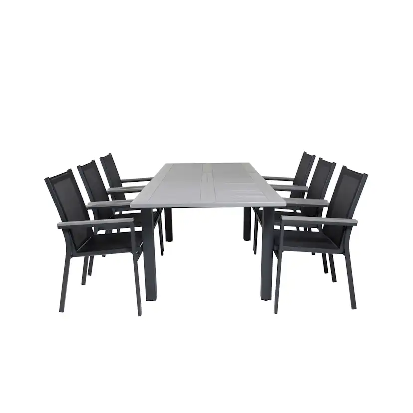 Albany Dining Table 160/240*100 - Svart Alu / Grey Aintwood+ Svart/Grå