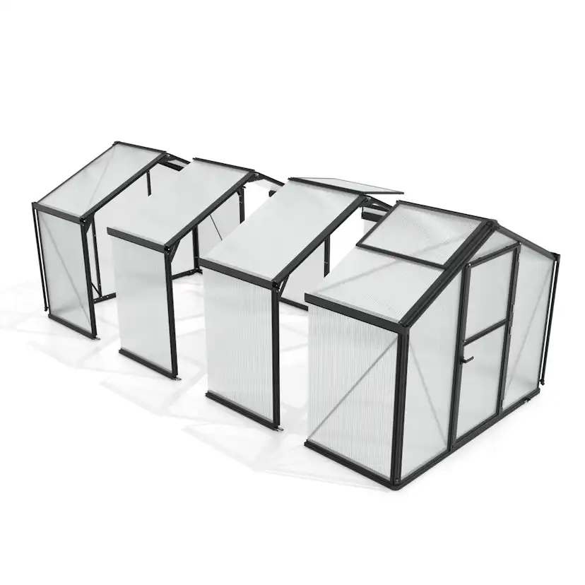Tillbyggnad Vitavia Deimos Till Växthus Svart 3mm Härdat Glas / 10 mm Polytak
