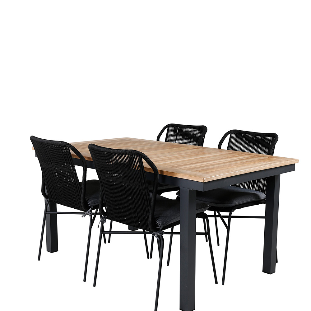 Matgrupp Venture Home Perla med 4 Jefferson Stapelbara Matstolar