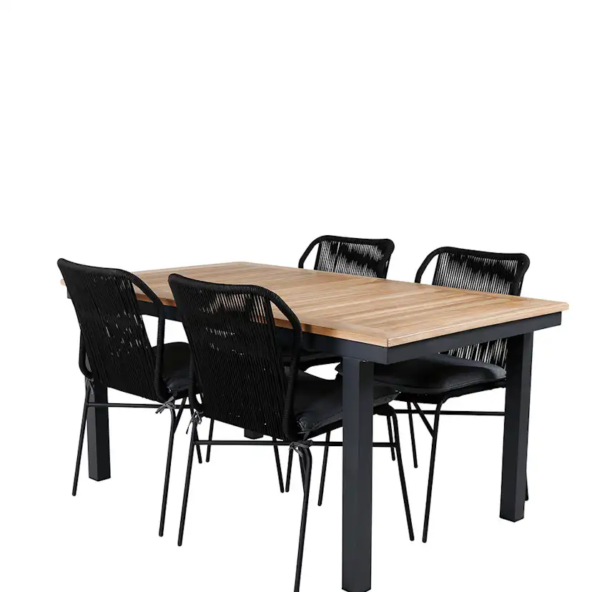 Matgrupp Venture Home Perla med 4 Jefferson Stapelbara Matstolar