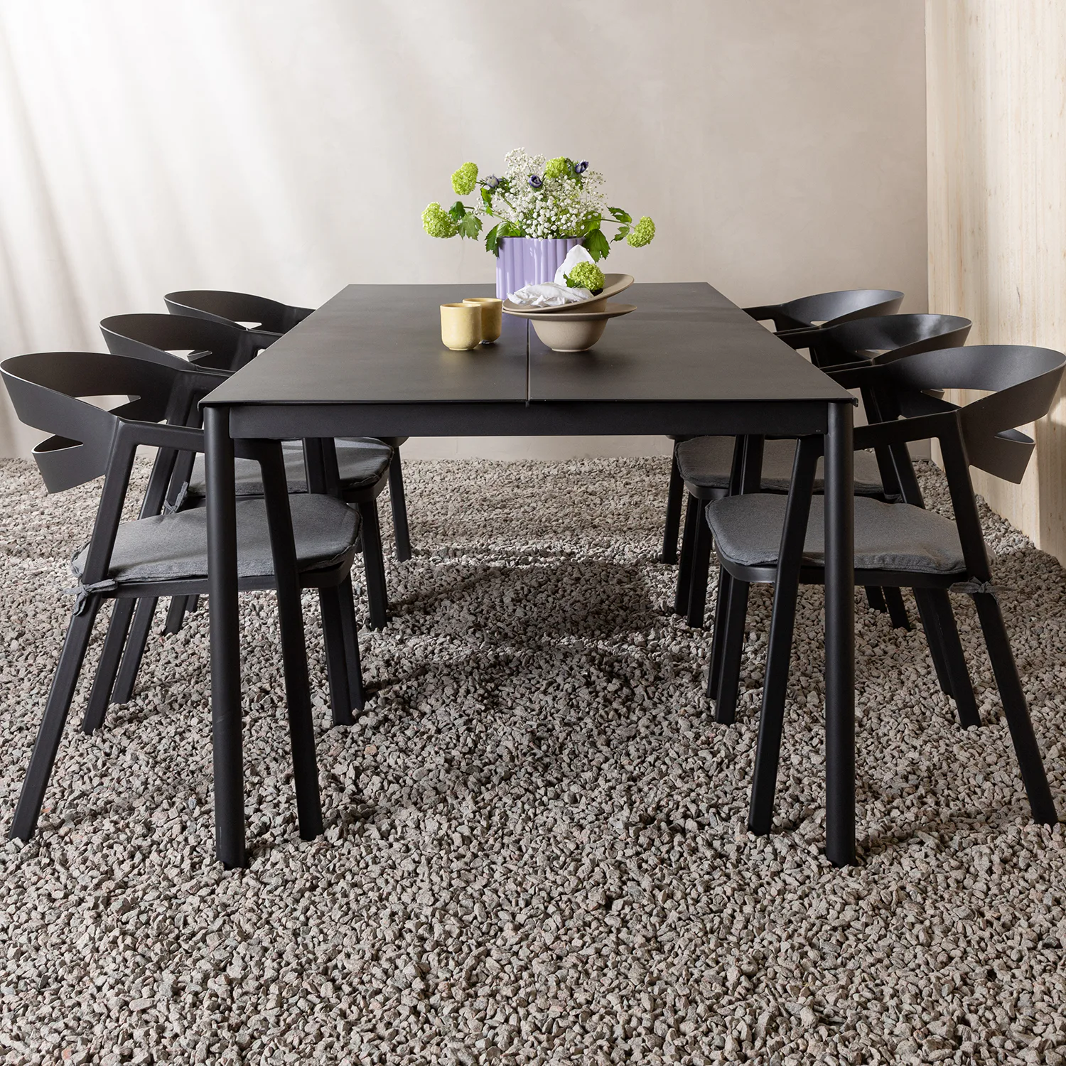 Matgrupp Venture Home Modena 200x100 cm med 6 Slit Stapelstolar
