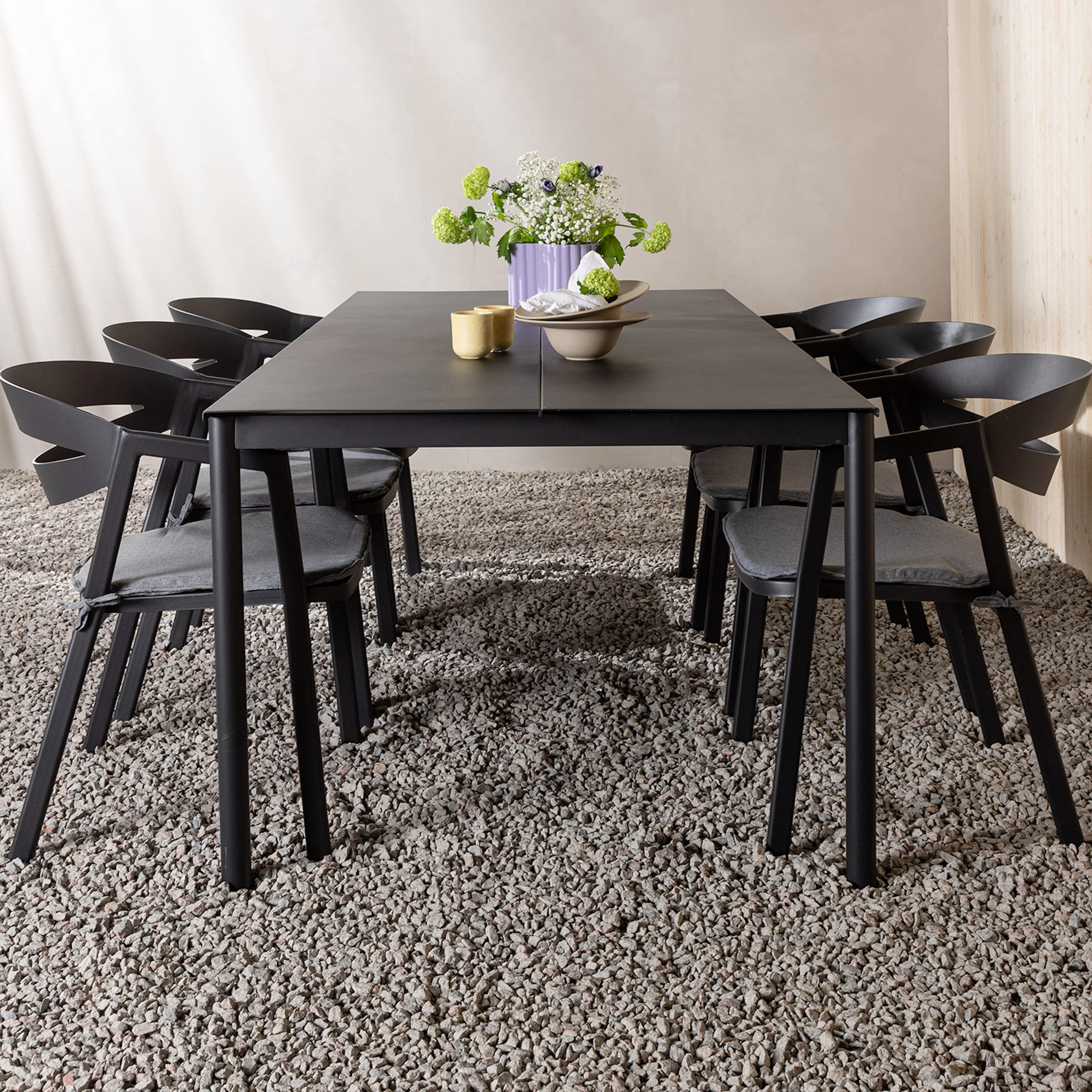 Matgrupp Venture Home Modena 200x100 cm med 6 Slit Stapelstolar