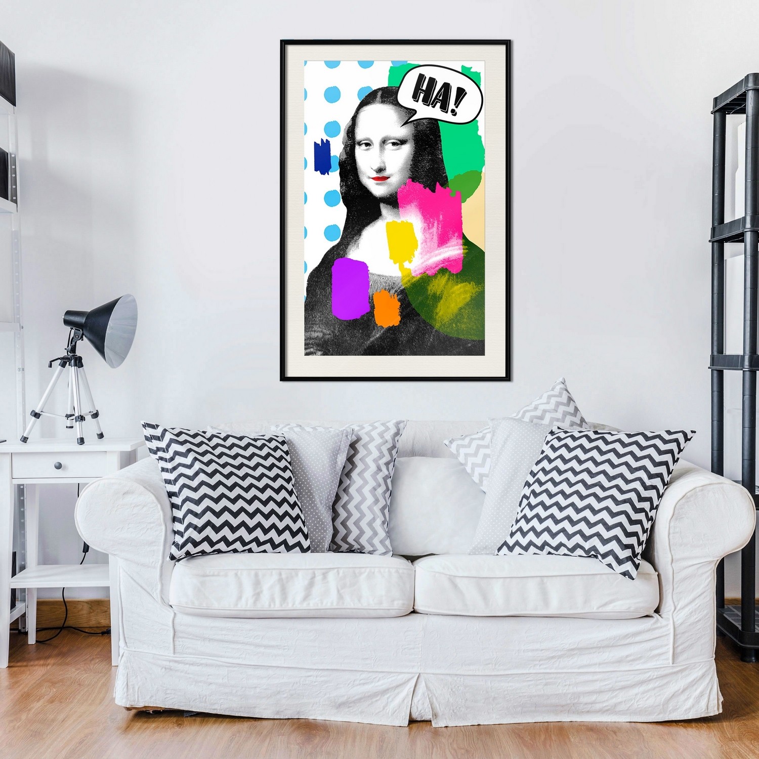Affisch - Mona Lisa Pop-art [Poster] 30x45 Svart ram med passepartout, 30x45 cm