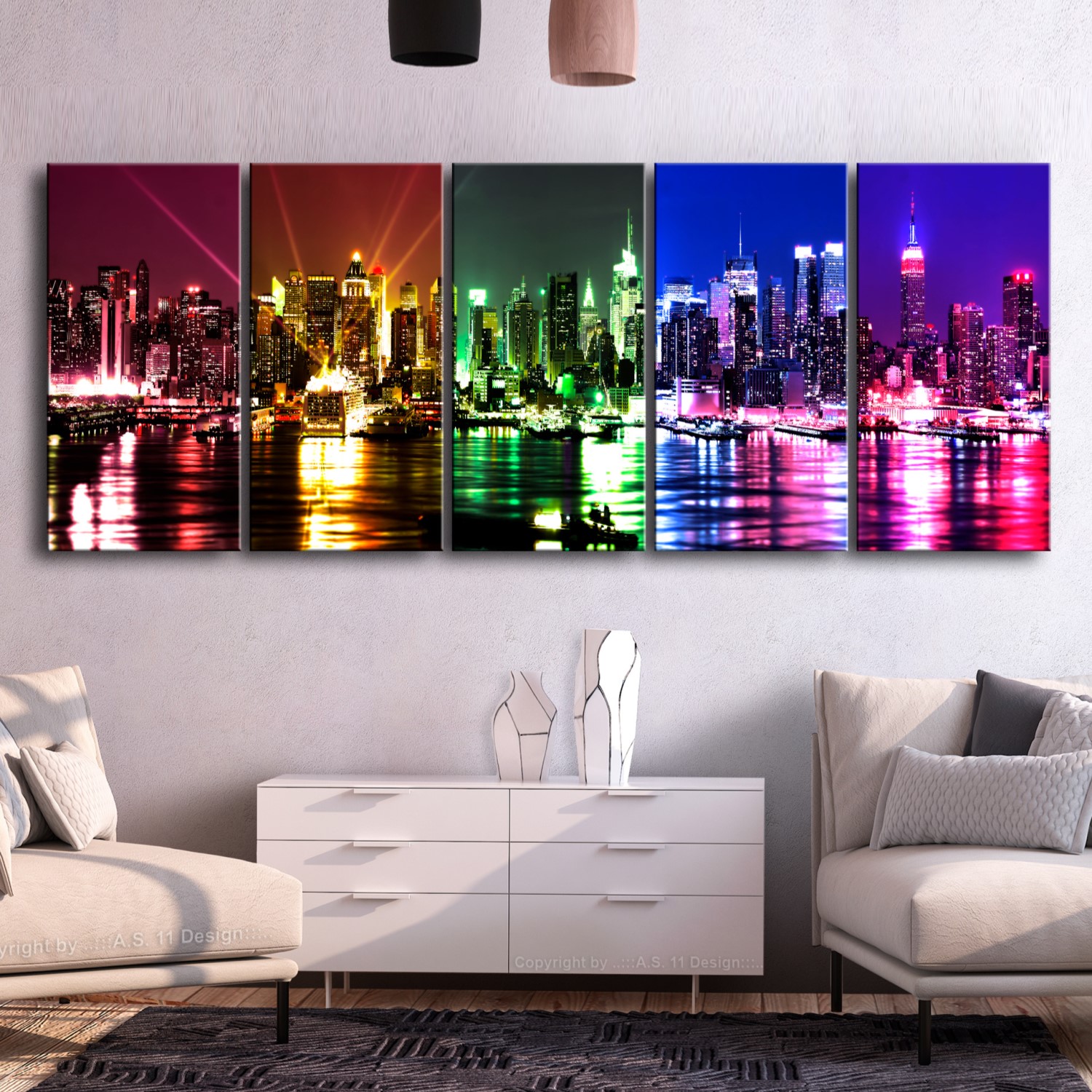 Tavla Arkiio Rainbow New York 5 delar Narrow