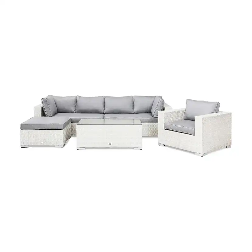 Loungegrupp Comfort Garden Bahamas 5-sits Bord Divan/Bord Fåtölj Vit Utomhus