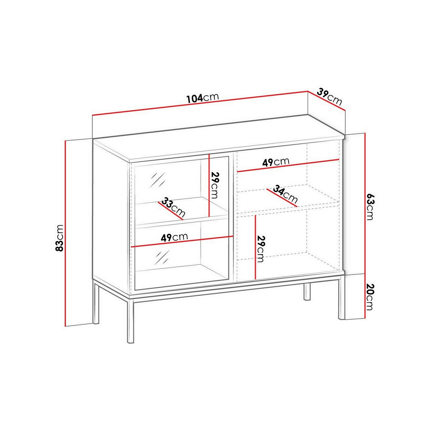 Vitrinskåp Scandinavian Choice Klinkerville med Belysning 104x83x39 cm