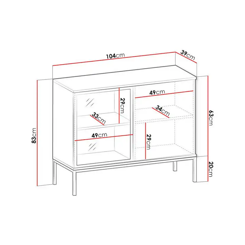 Vitrinskåp Scandinavian Choice Klinkerville med Belysning 104x83x39 cm