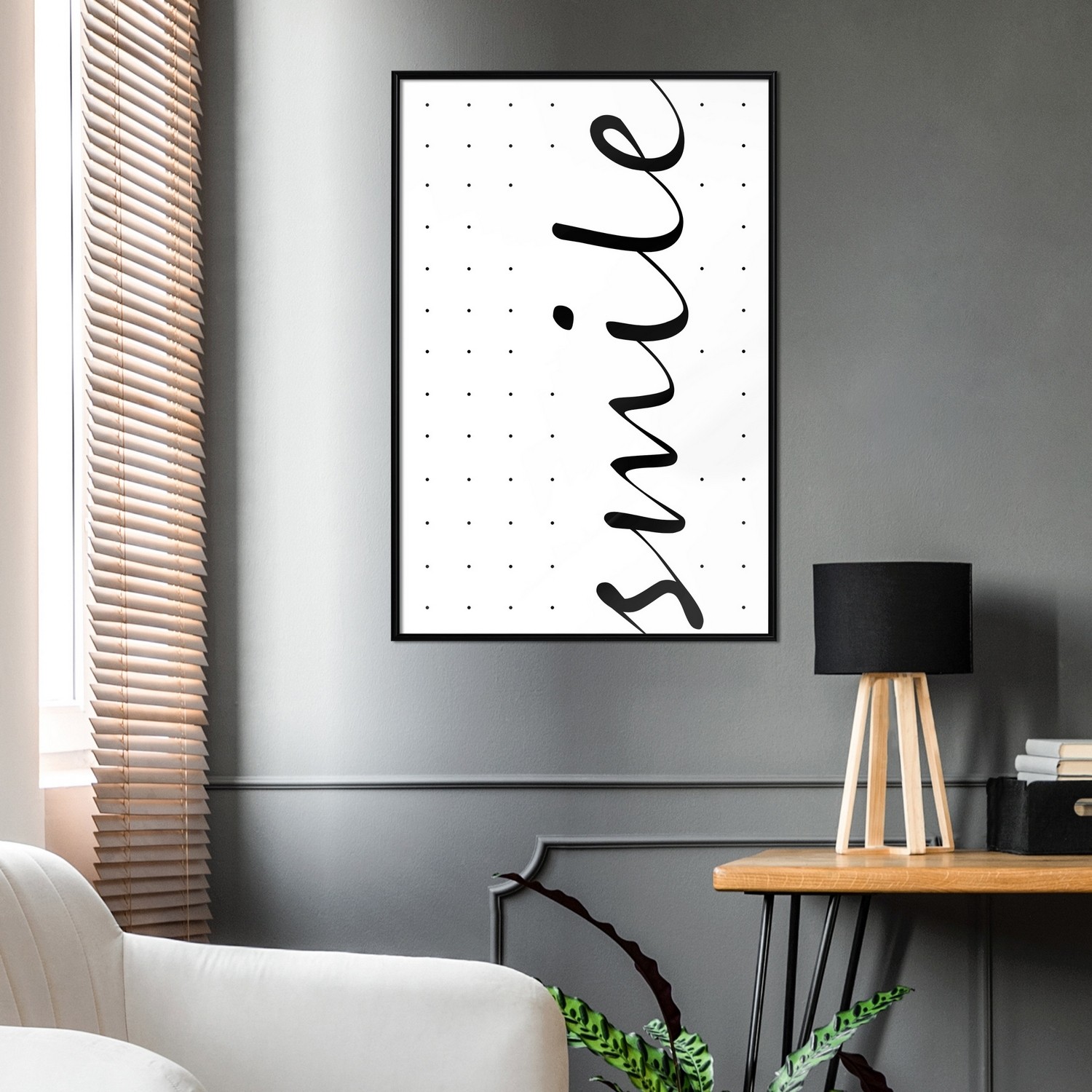 Affisch - Black and White: Smile [Poster] 40x60 Svart ram, 40x60 cm