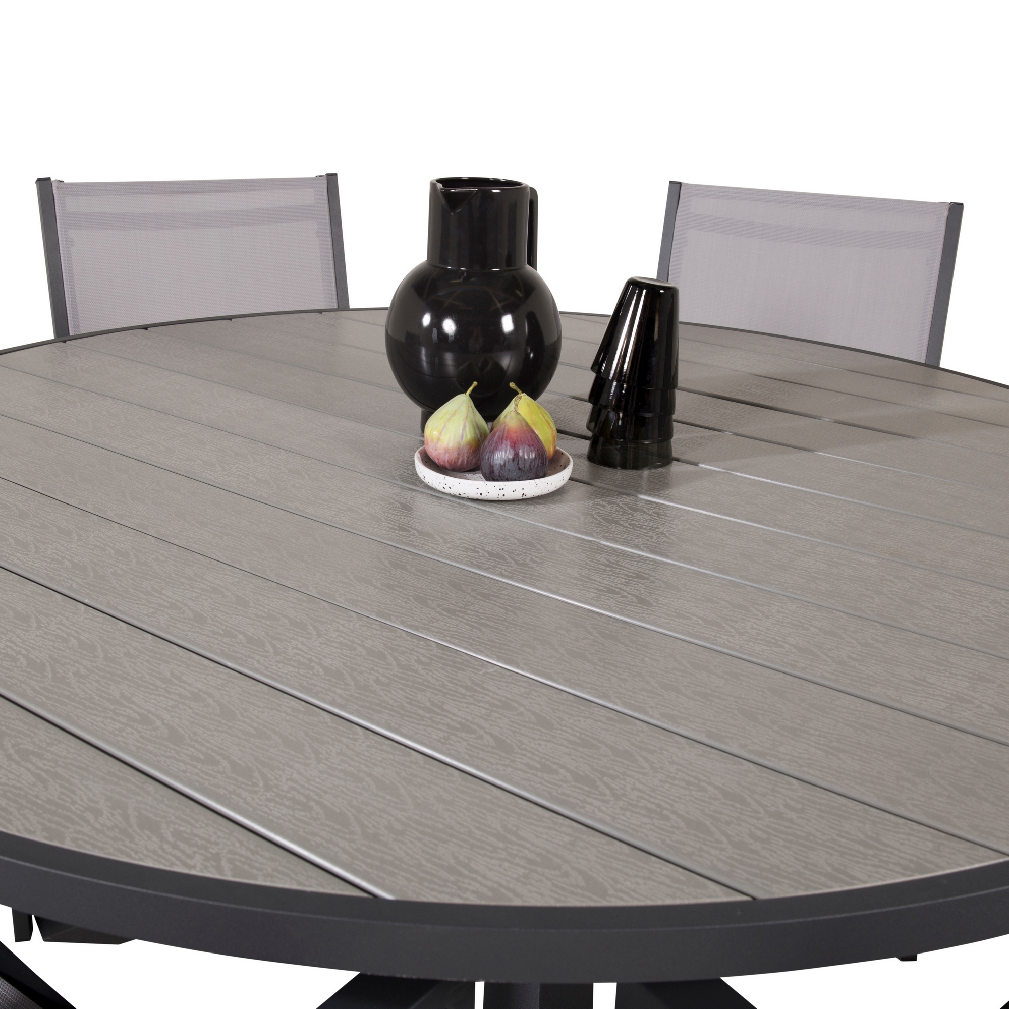 Parma - Table ø 140 - Svart Alu /Grey Aintwood+Copacabana Ar Grå
