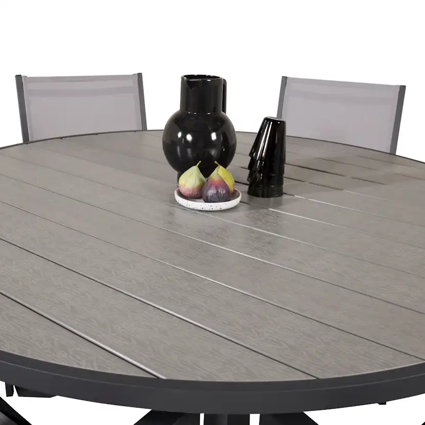 Parma - Table ø 140 - Svart Alu /Grey Aintwood+Copacabana Ar Grå