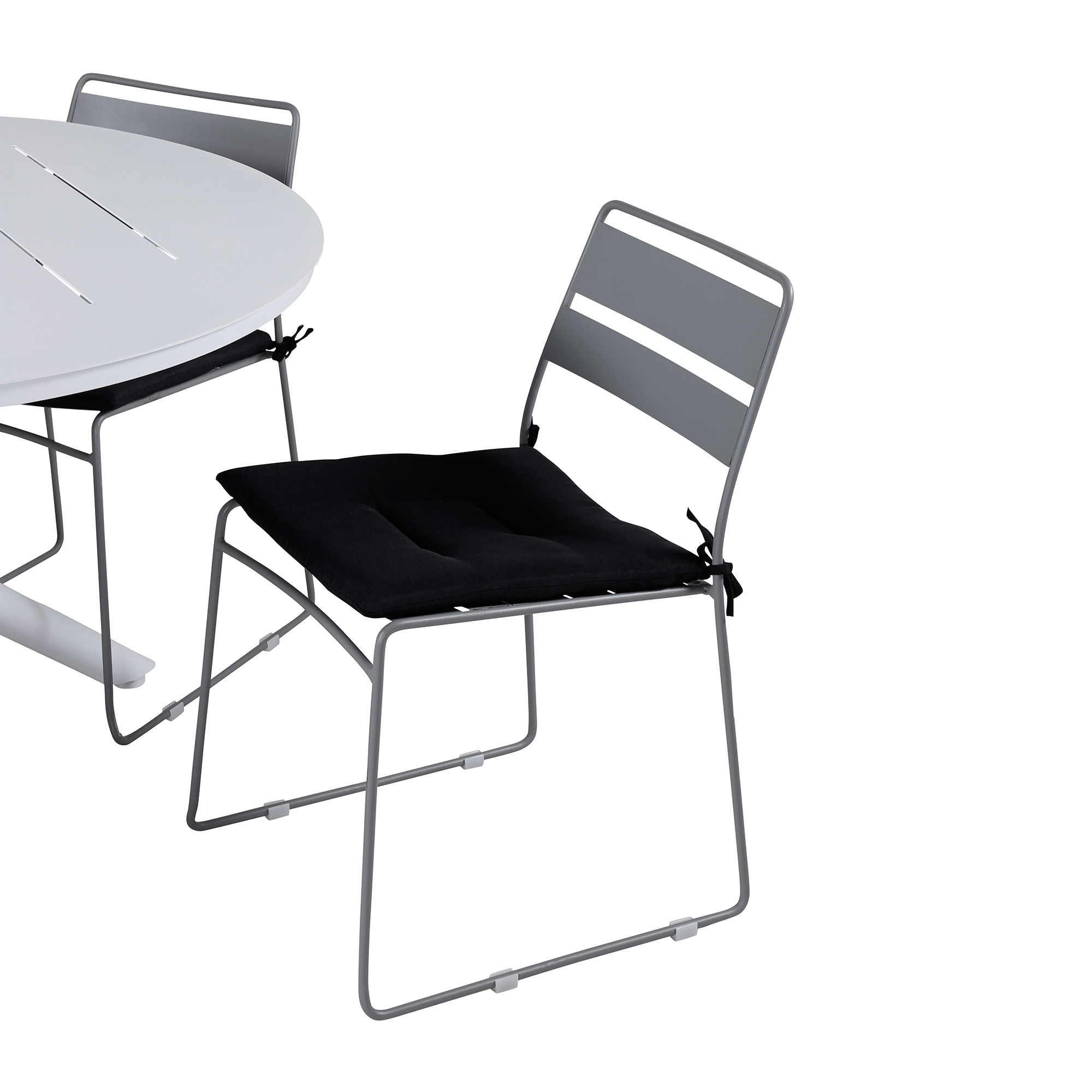 Alma Dining Table - White Alu - ø120cm+Lina Dining Chair - G Grå