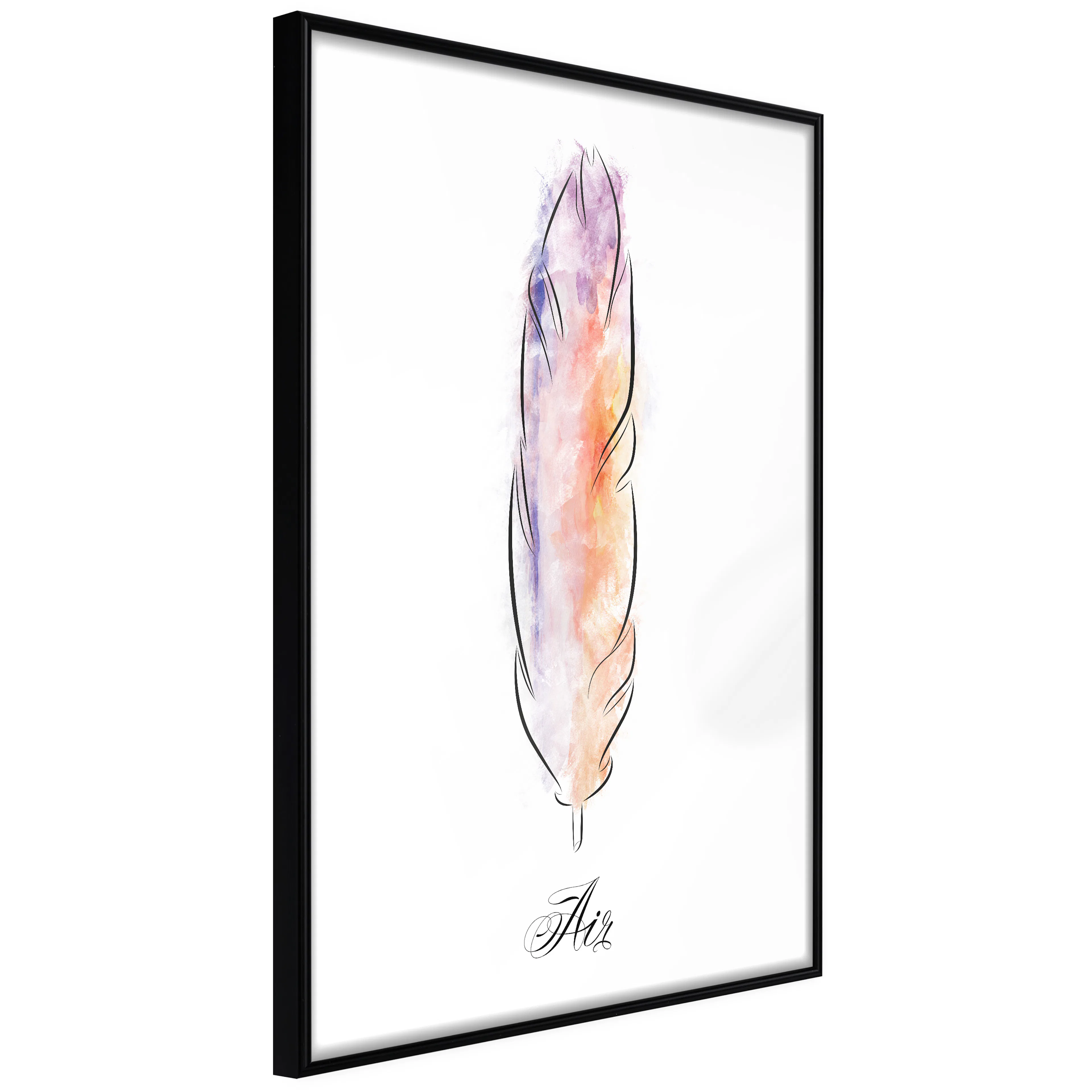 Affisch - Colourful Feather [Poster] 40x60 Svart ram, 40x60 cm