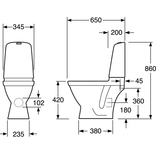 Gustavsberg Nautic 1510 Hygienic Flush Mjuksits Vit Mjuksits Vit