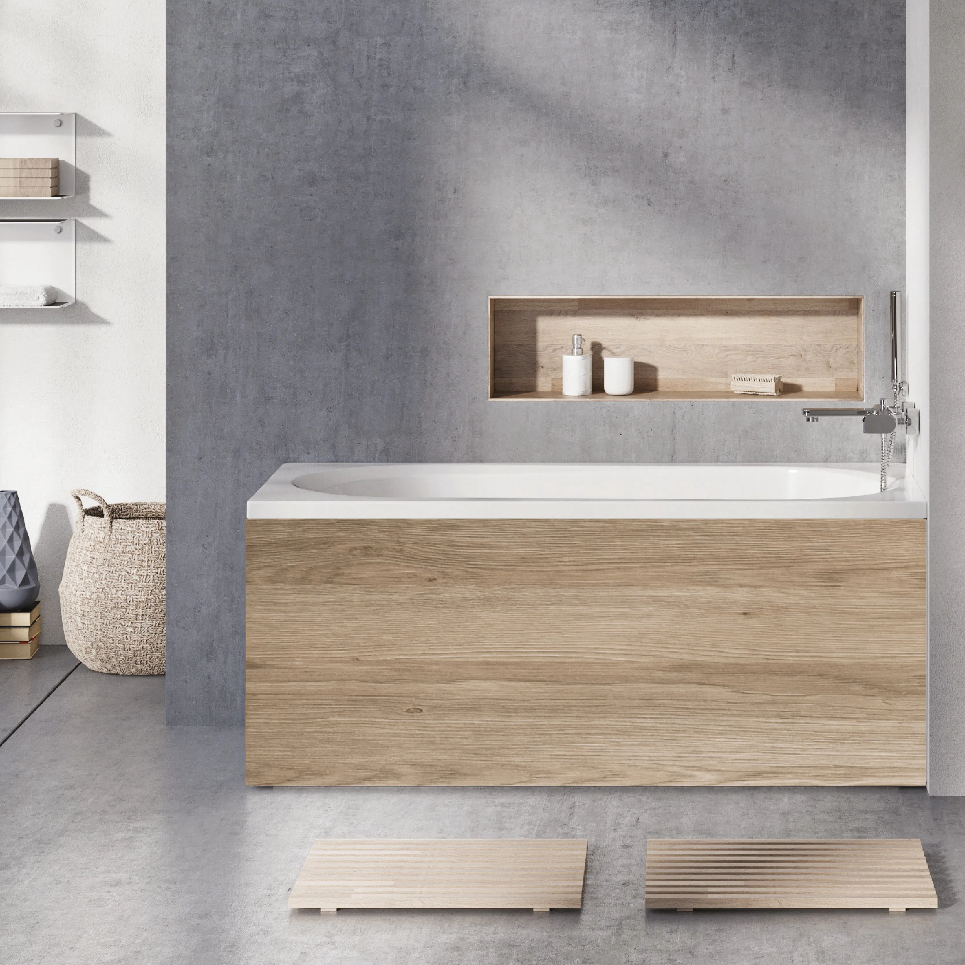 Badkar Falsterbo 150 cm Bra U1 150 cm Bra U1: Med Frontpanel, Sidopanel till vänster, Sargblandare till höger