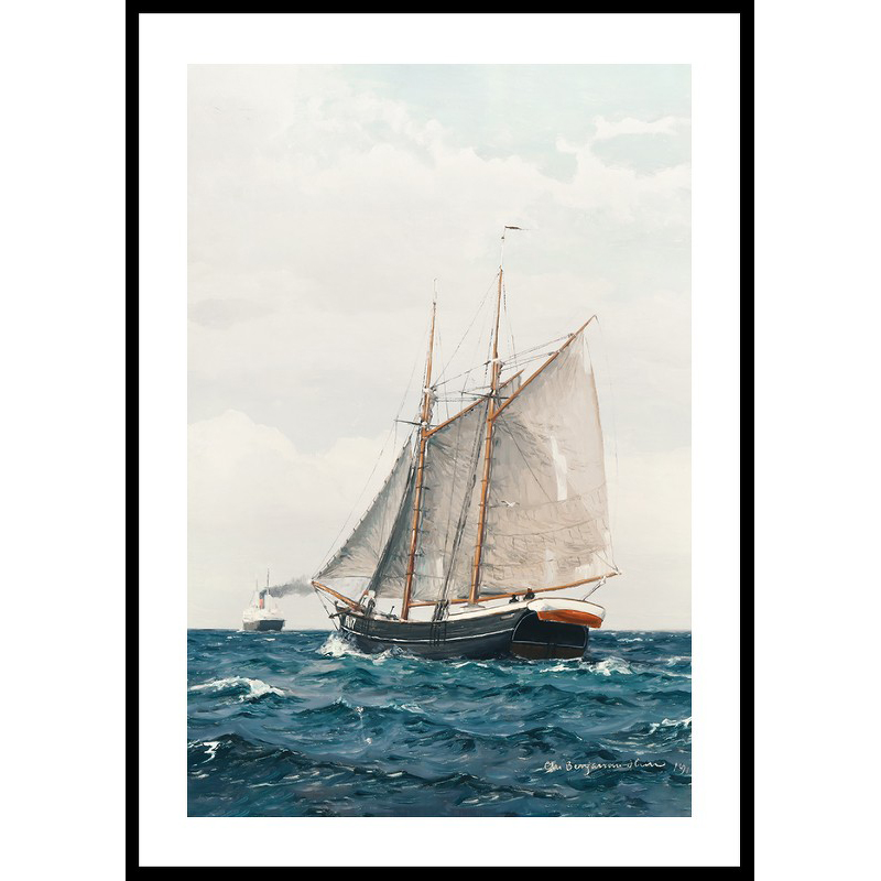 Marine Med Sejlskib Og Dampskib By Benjamin Olsen 30x40 30x40 cm