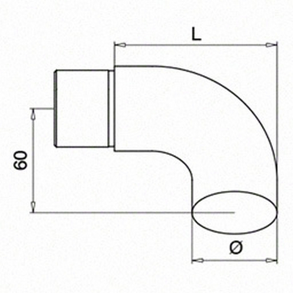 Ändböj Herrljunga Ledstångsfabrik Rostfri mod 0739 Utomhus