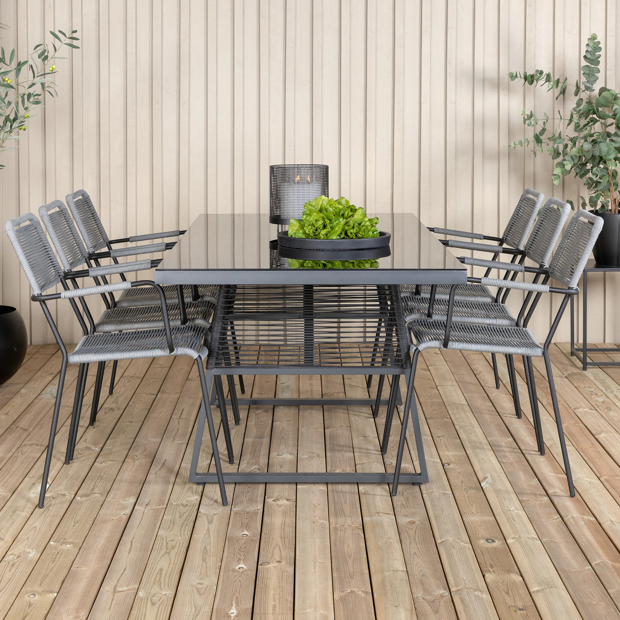 Matgrupp Venture Home Douglas med 6 Leon Matstolar Svart