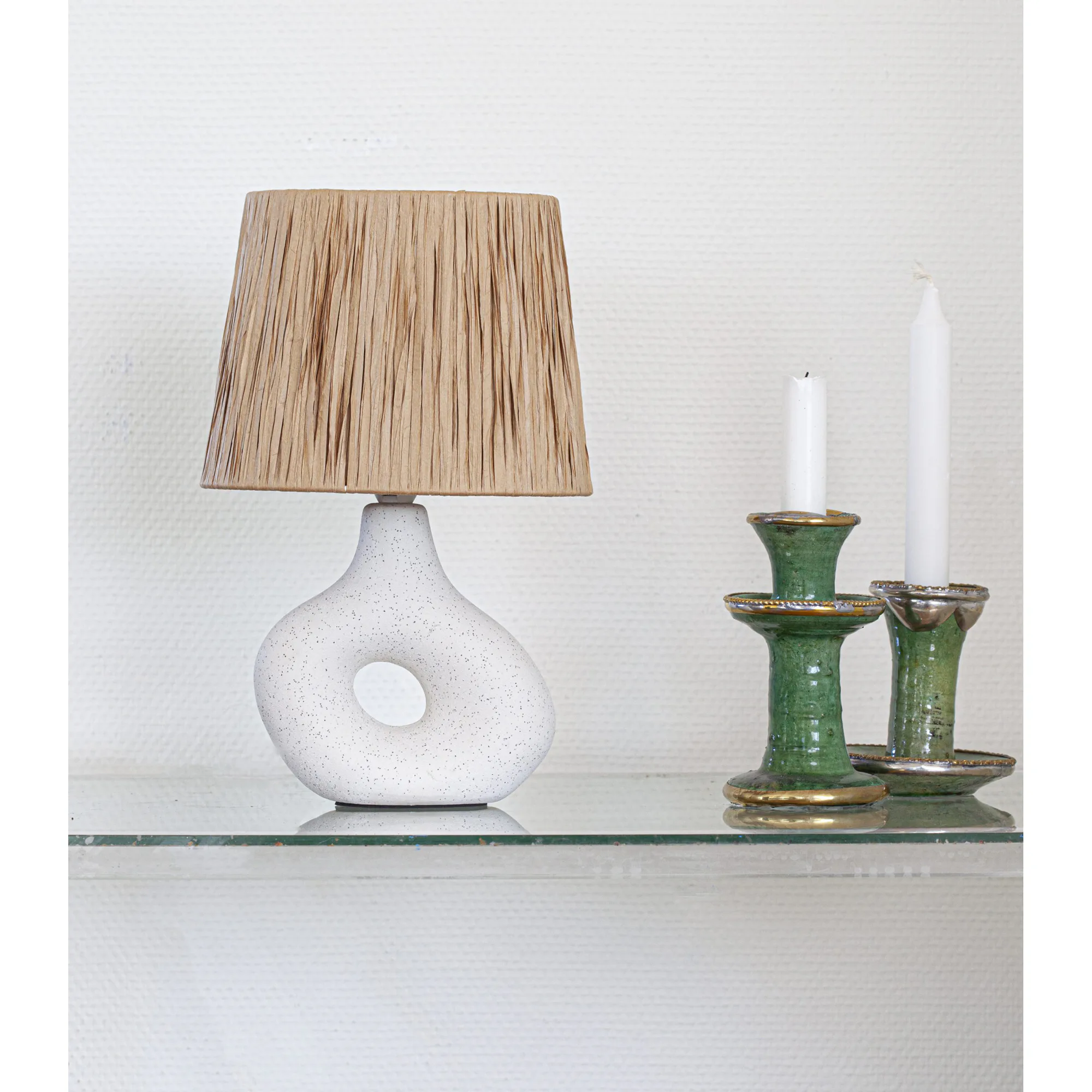 Bordslampa Cottex Hold H40,5 cm Keramikfot med Naturskärm