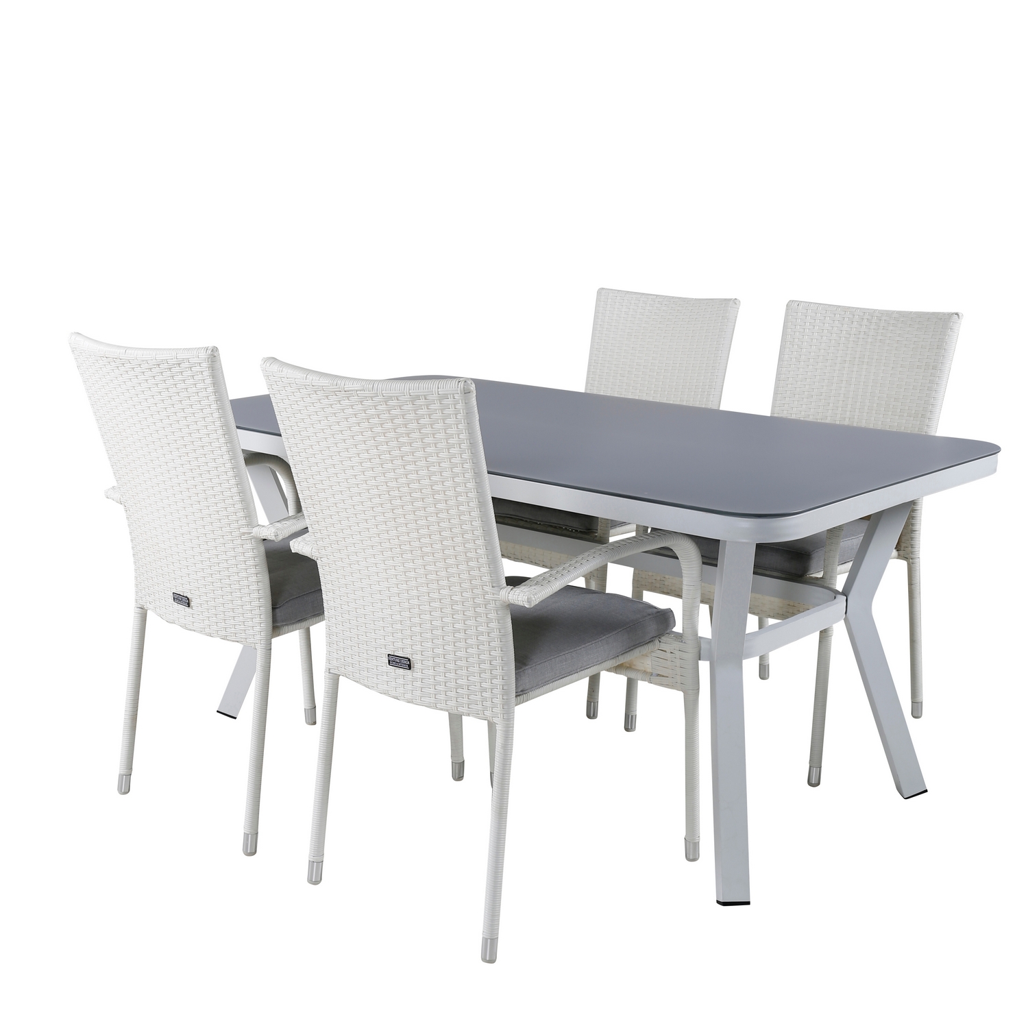 Virya Dining Table - White Alu / Grey Glass - small table+An Vit