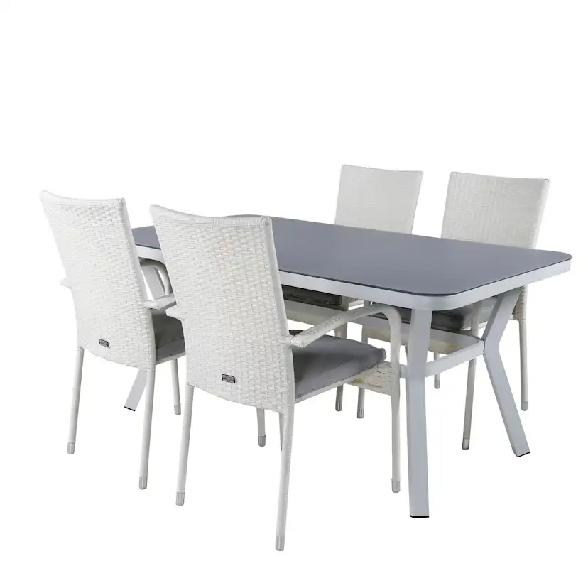 Virya Dining Table - White Alu / Grey Glass - small table+An Vit
