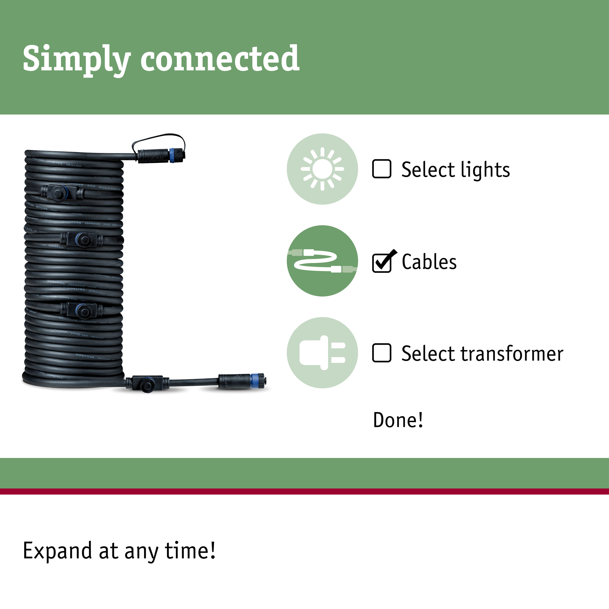 Anslutningskabel Paulmann Plug & Shine IP68 1in-1ut