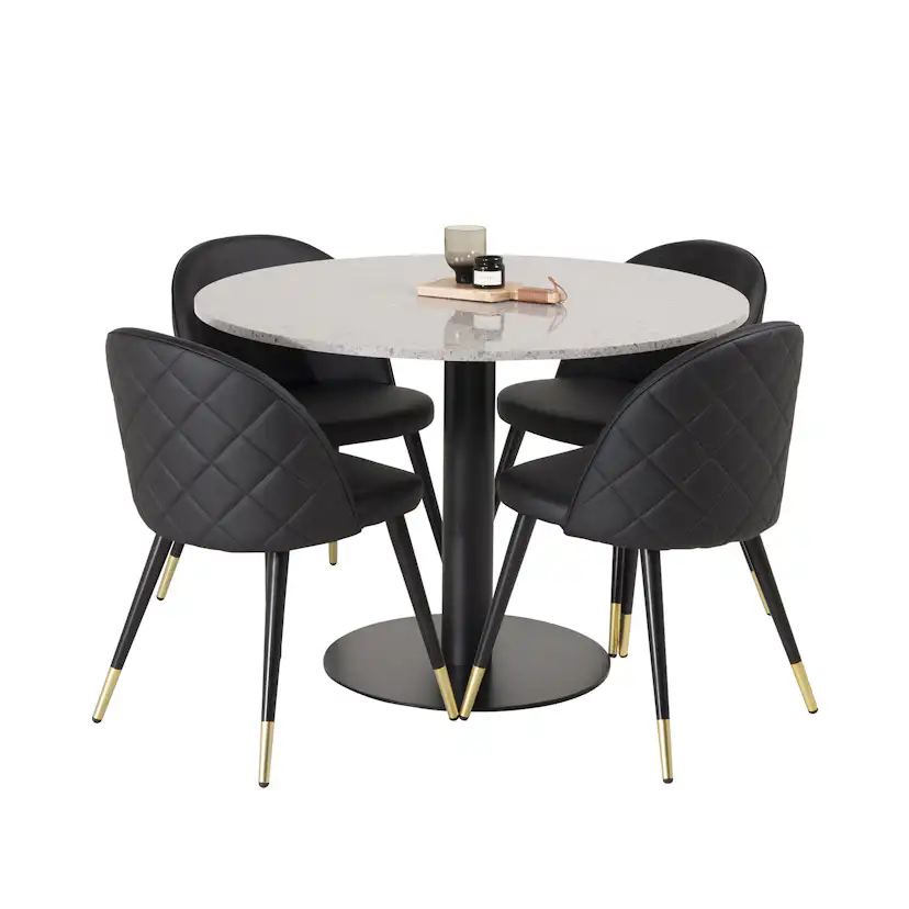 Matgrupp Venture Home Razzia med 4 Velvet stolar Skinn