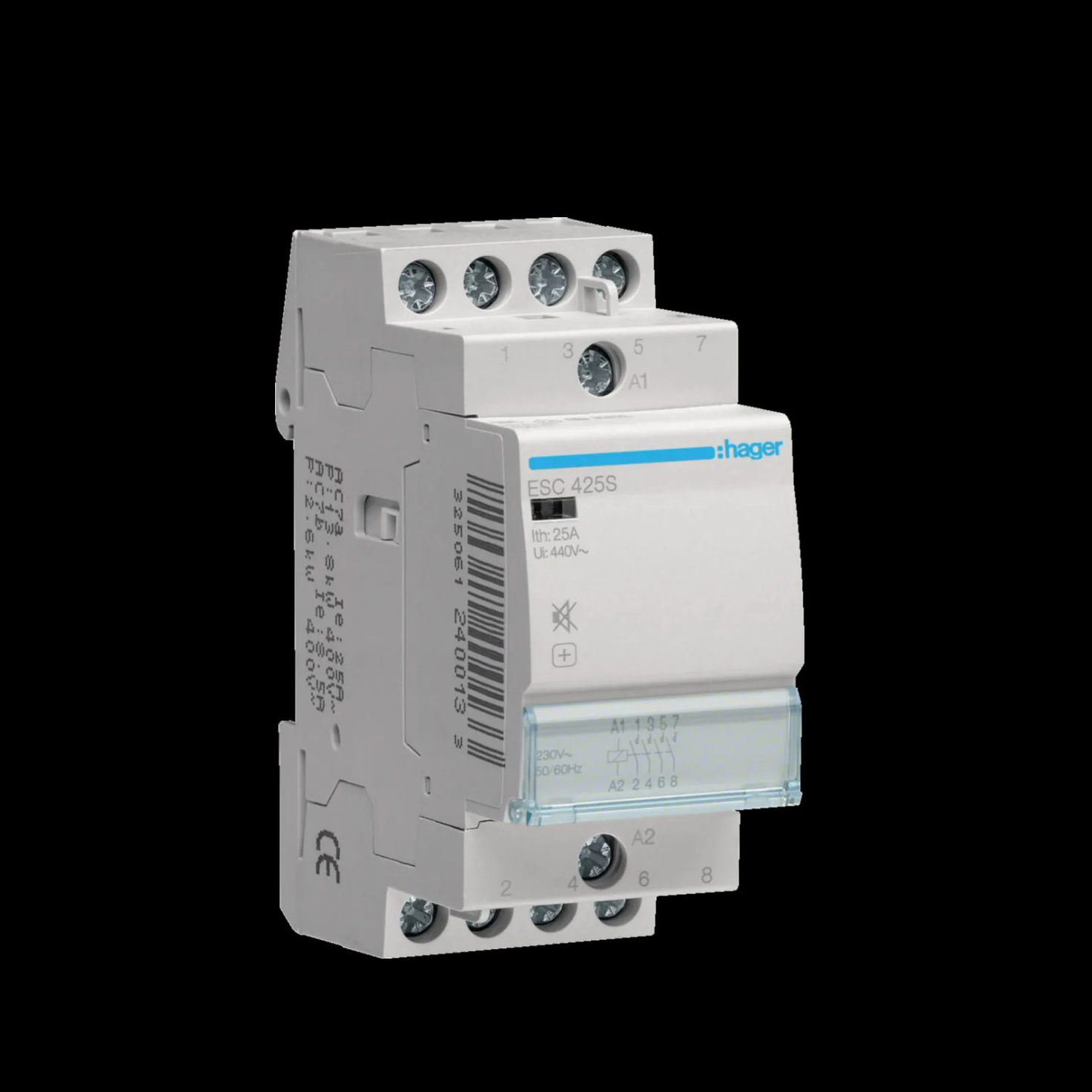 Kontaktor Hager Brumfri 2 Moduler 25 A AC-7a Spole 230 V AC