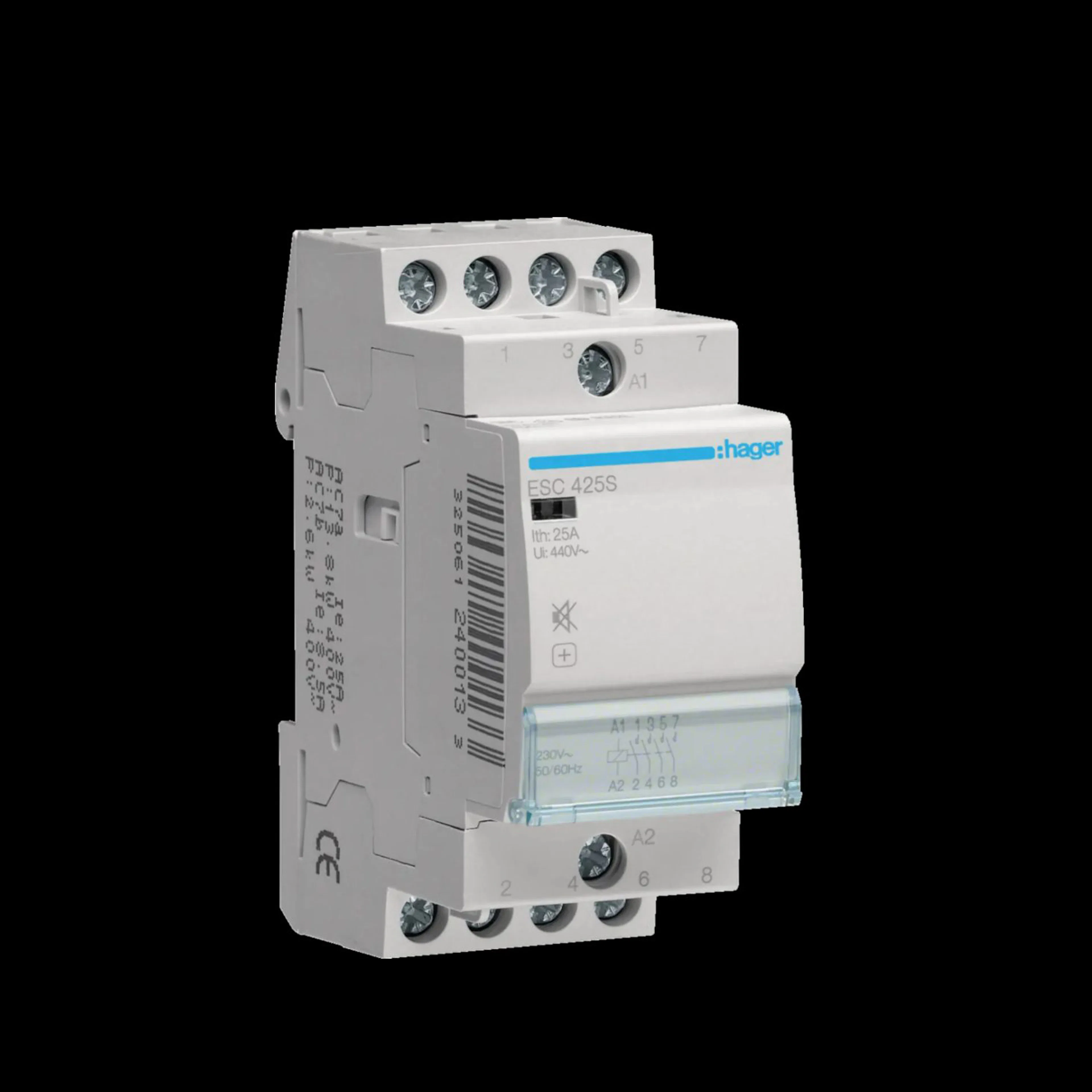 Kontaktor Hager Brumfri 2 Moduler 25 A AC-7a Spole 230 V AC