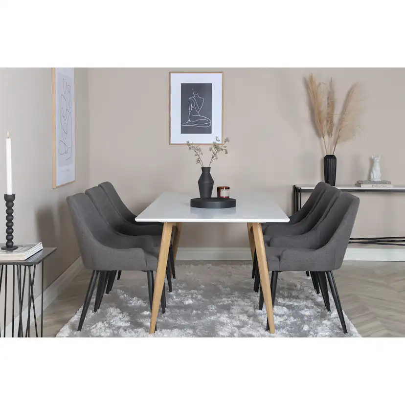 Matgrupp Venture Home Polar med 6 Plaza stolar Mörkgrå