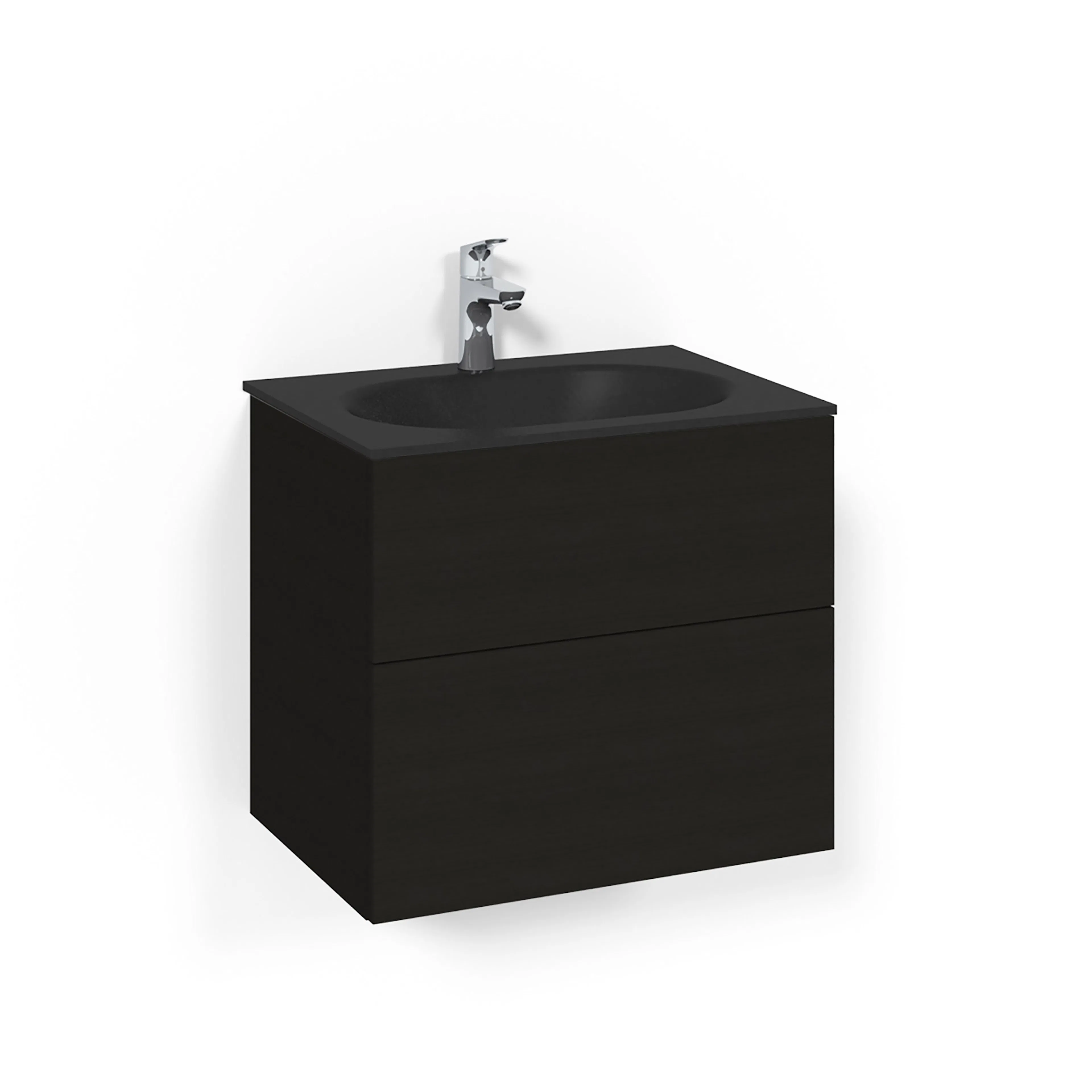 Macro Design Crown Kom 60x45 Sv.Ek Pl MsG Bredd 600 mm, Svart Ek, Glastvättställ Mattsvart