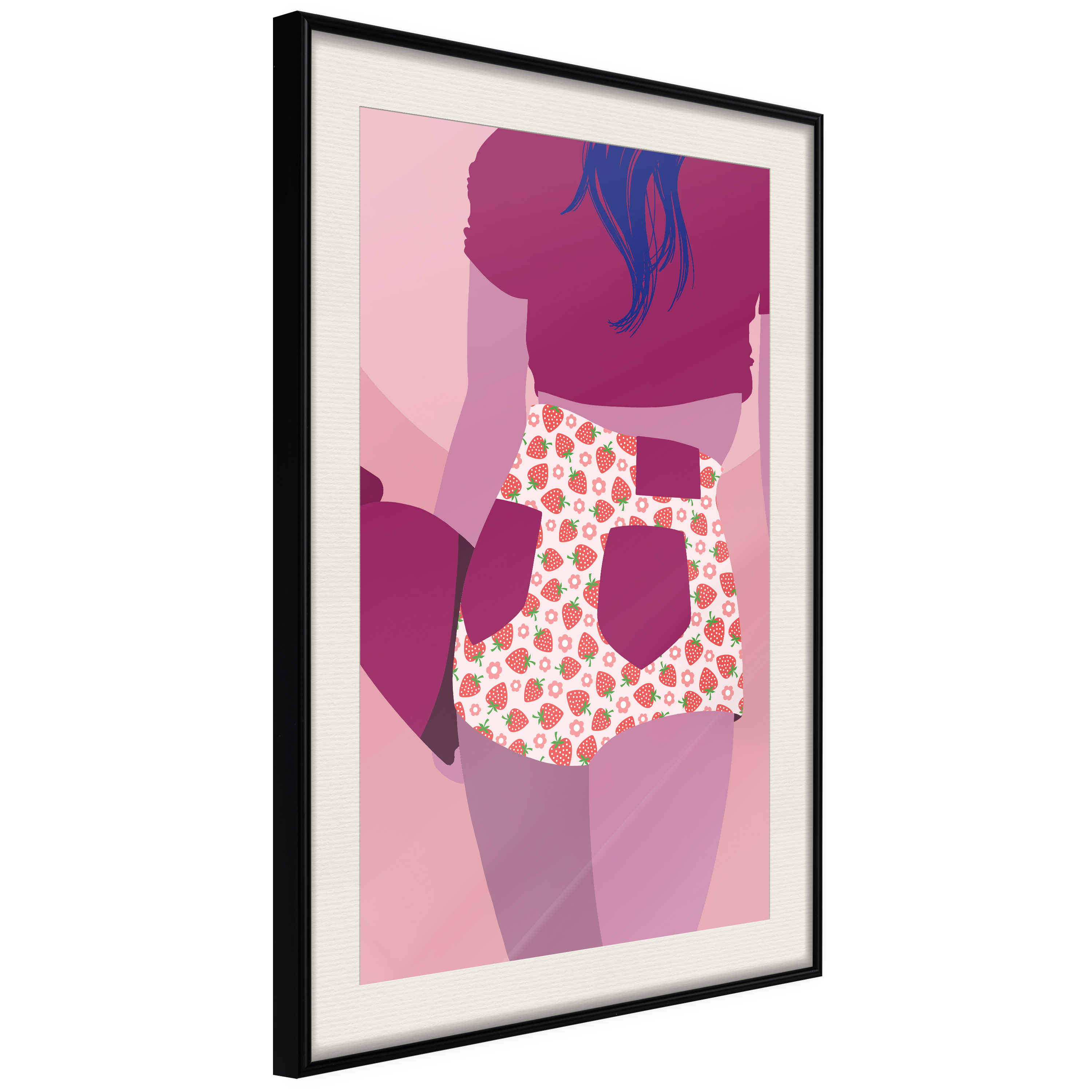 Affisch - Strawberries Shorts [Poster] 40x60 Svart ram med passepartout, 40x60 cm