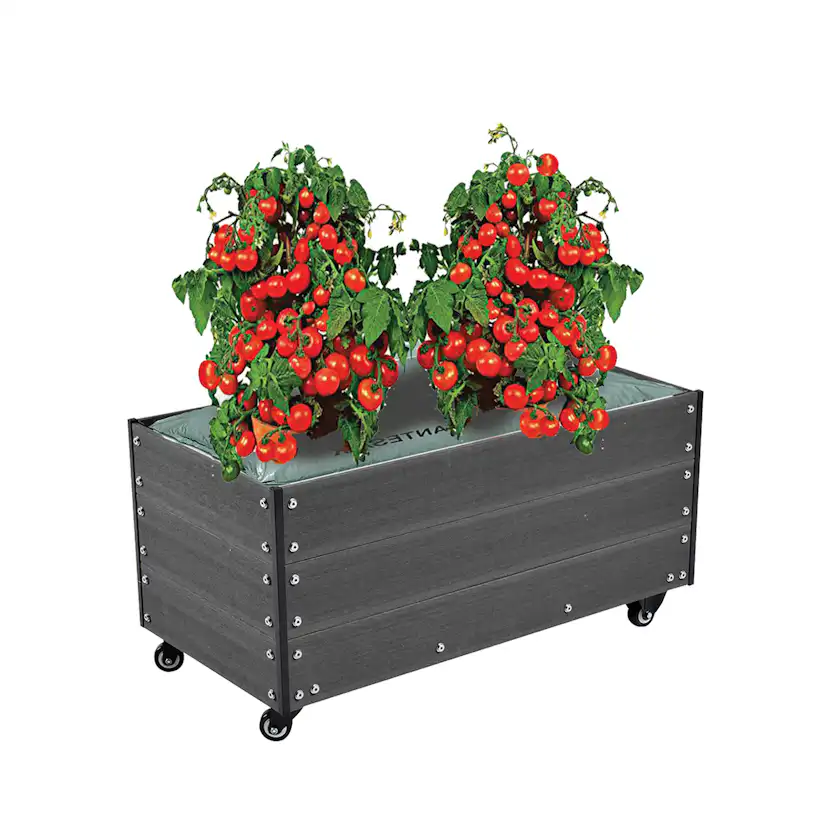 Planteringslåda Hortus Blomlåda Komposit med Hjul & Hörnstolpar i Aluminium