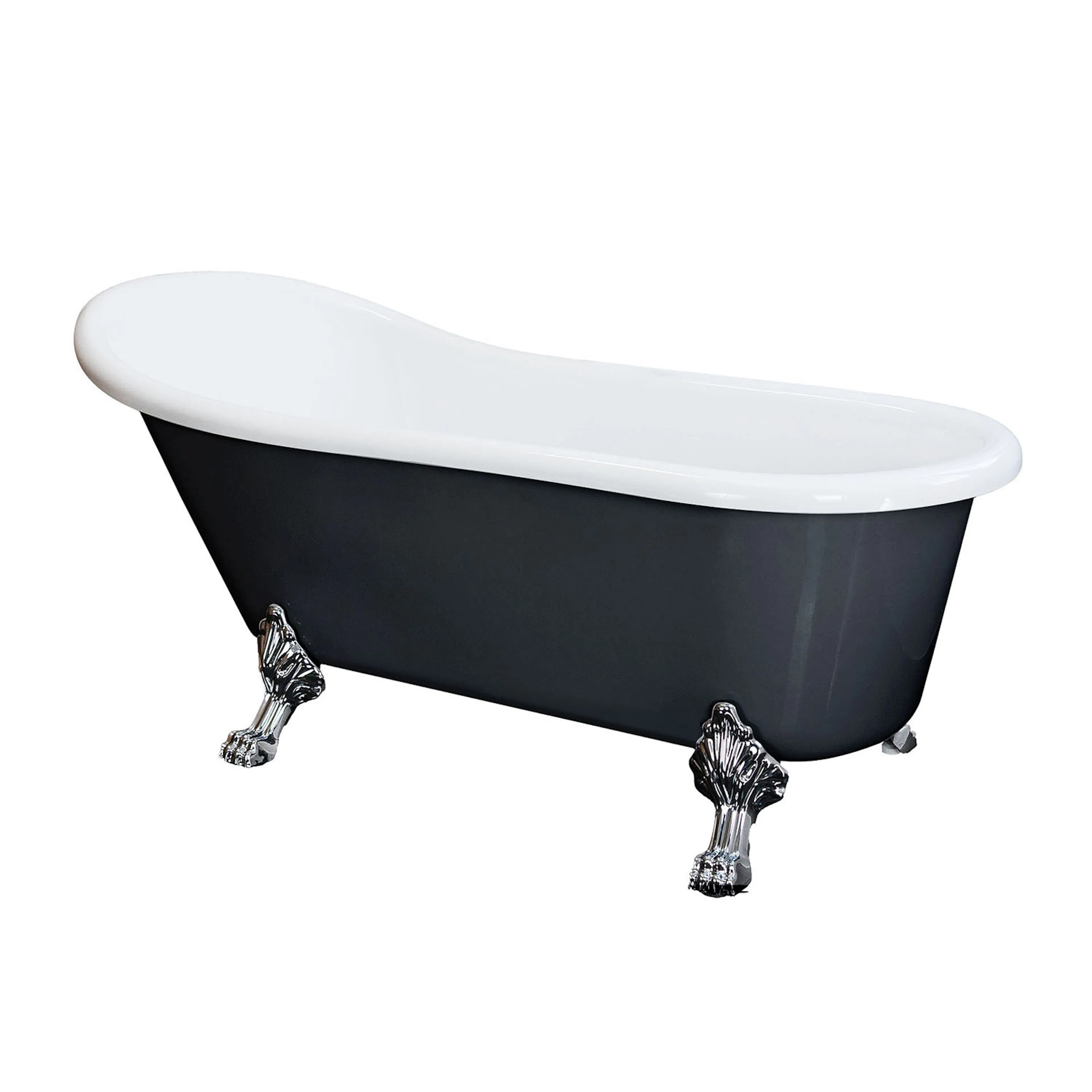 Badkar 170cm Svart Tassar Krom - The Classic Svart, Krom