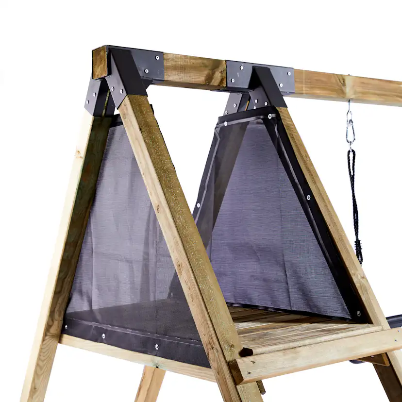 Gungställning Nordic Play Klättermodul Med Svart Gungsits, Trapetsgunga & Grön Rutschkana