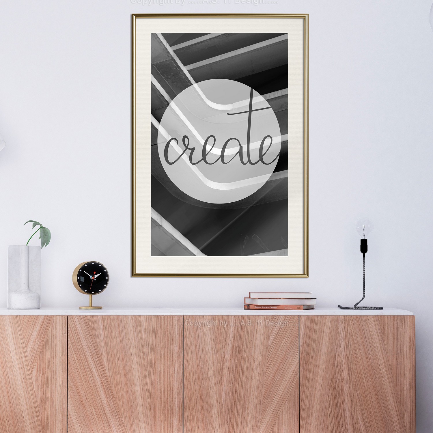 Affisch - Create [Poster] 30x45 Guld ram med passepartout, 30x45 cm