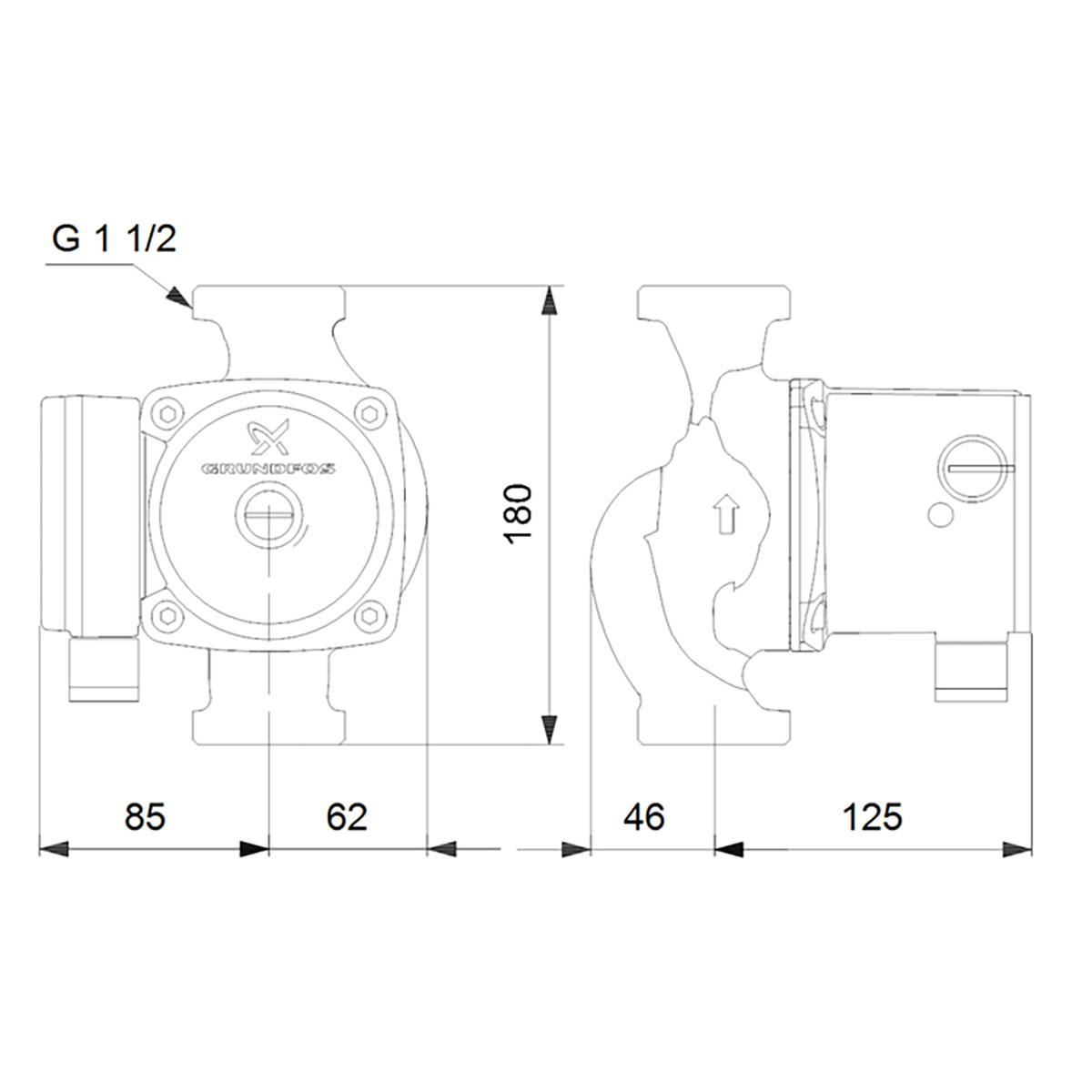 Tappvarmvattenpump Grundfos UPS 25-80 N 180