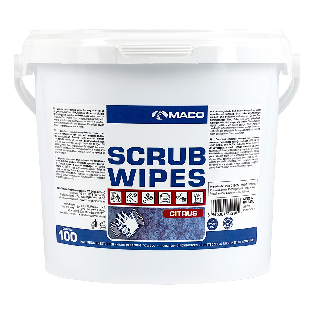 Rengöringsduk Maco Scrub Wipes Citrus Blå 100st