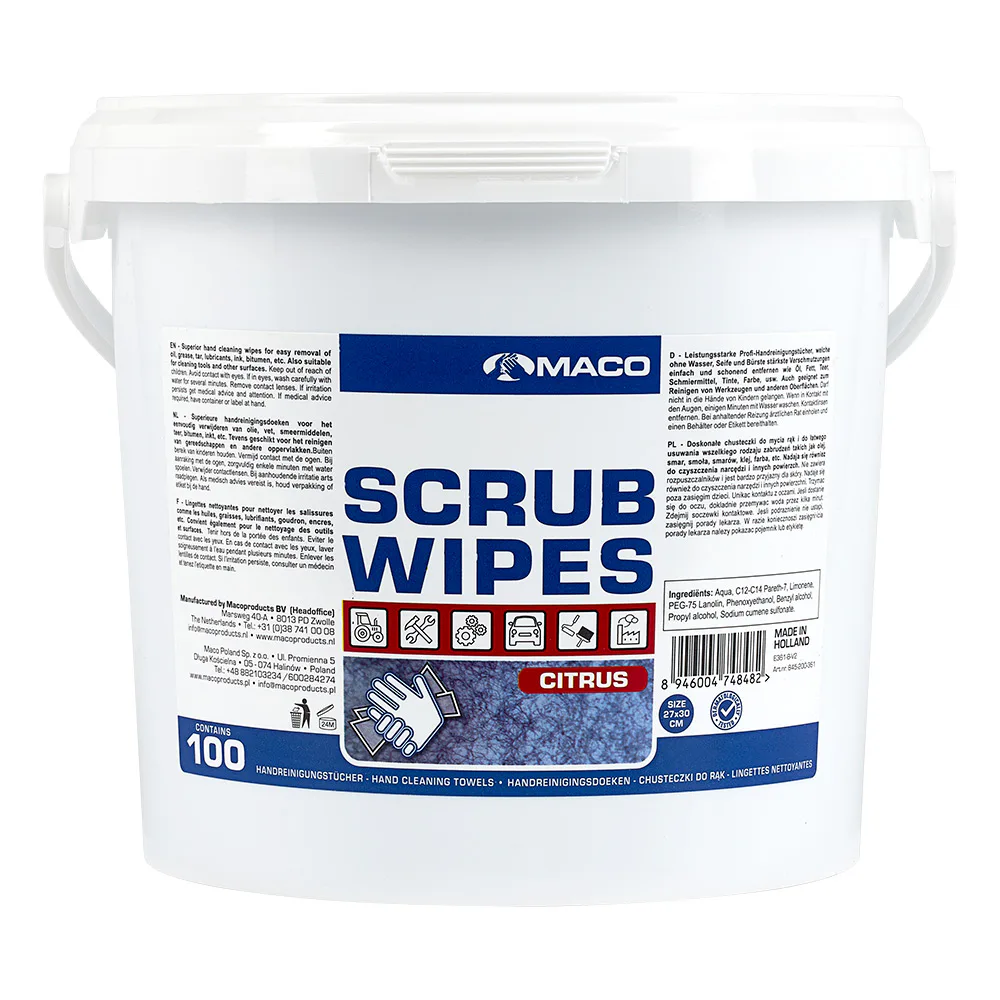 Rengöringsduk Maco Scrub Wipes Citrus Blå 100st