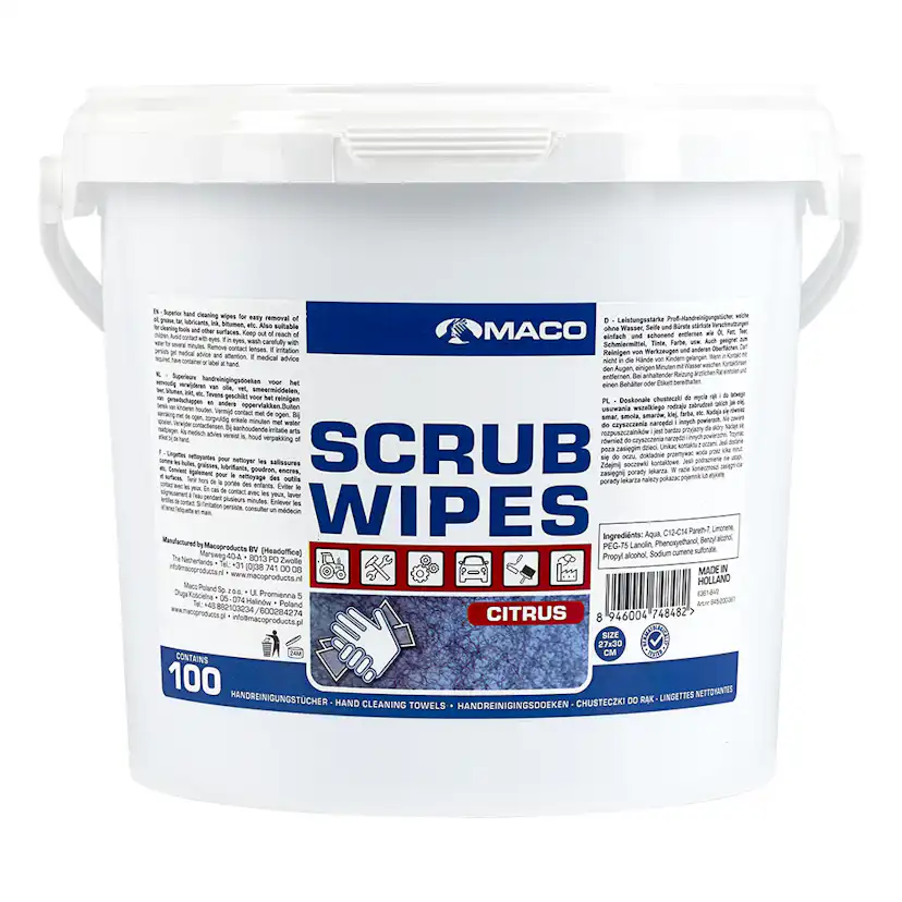 Rengöringsduk Maco Scrub Wipes Citrus Blå 100st