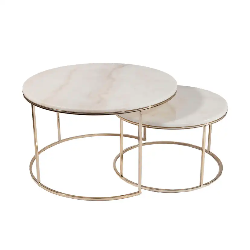 Soffbord Stenexpo Monaco Set Runda Vardagsrumsbord i Marmor & Metall