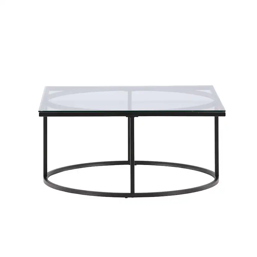 Soffbord furniture/fashion Skanör Rektangulärt Vardagsrumsbord i Glas/Stål 90x90cm