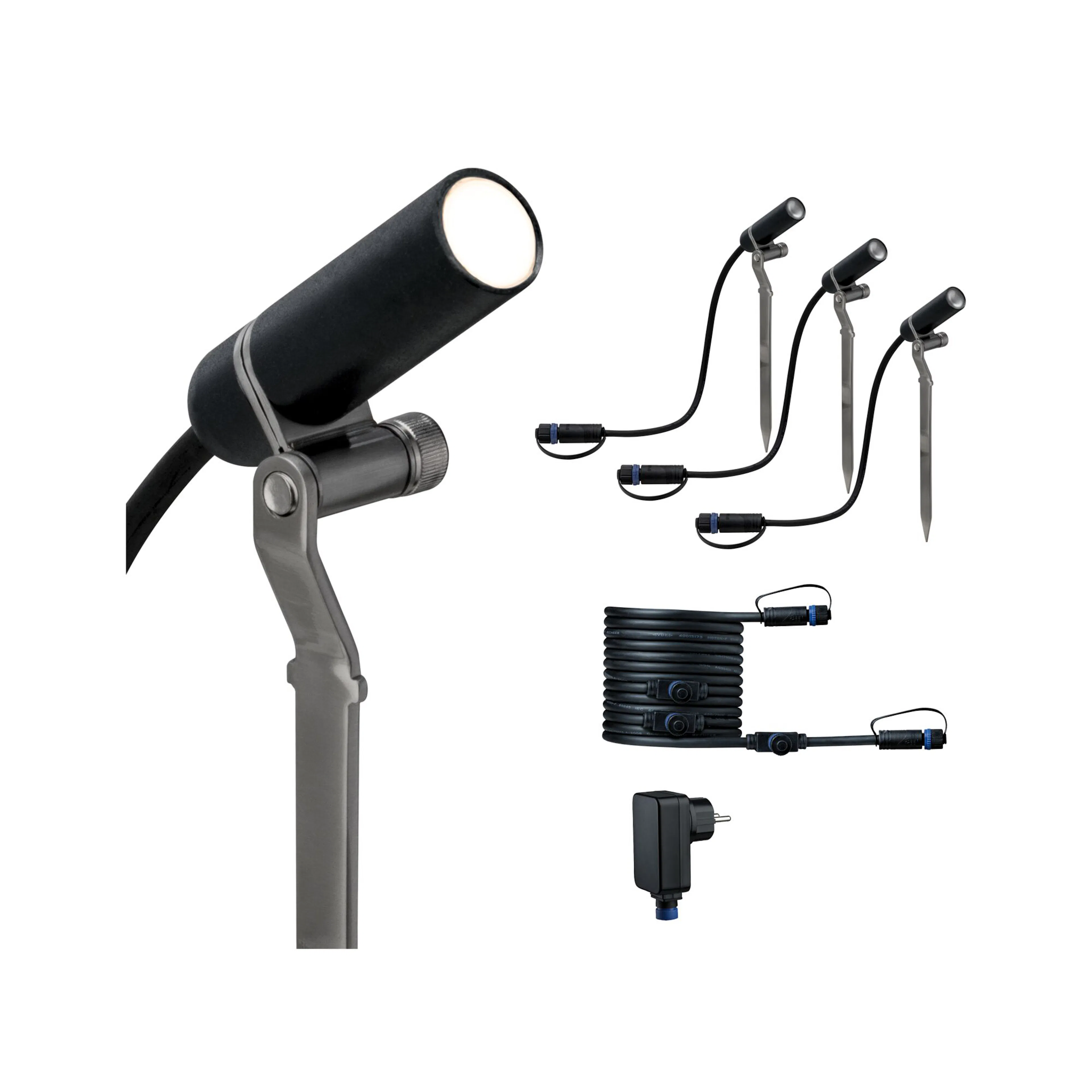 Spotlight Paulmann Plantini Plug & Shine LED IP65 24V 3-pack med Kabel och Transformator
