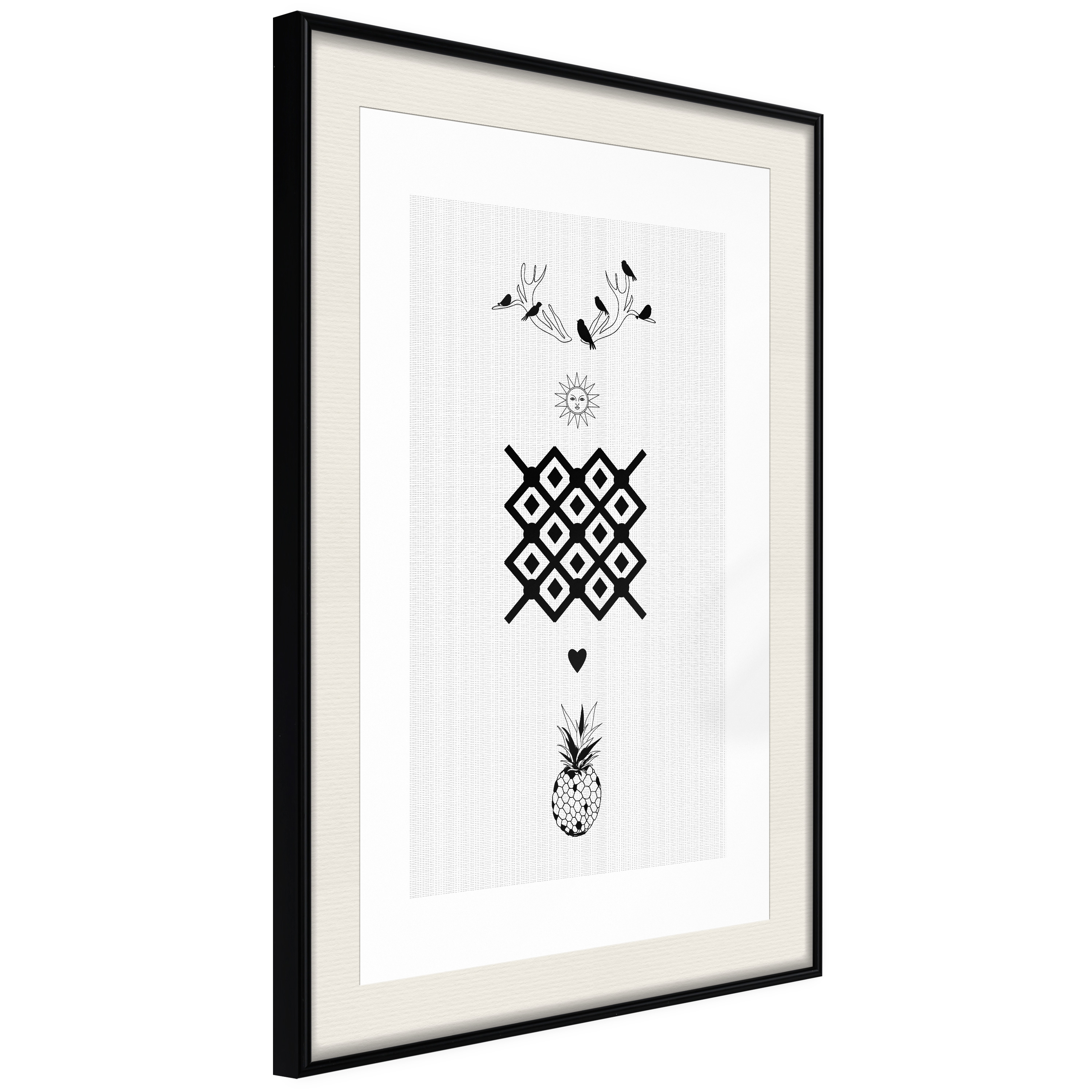 Affisch - Happiness [Poster] 20x30 Svart ram med passepartout, 20x30 cm