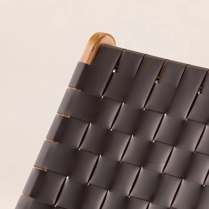 Loungestol Vind Rike Fåtölj i Brun Konstläder & Teak