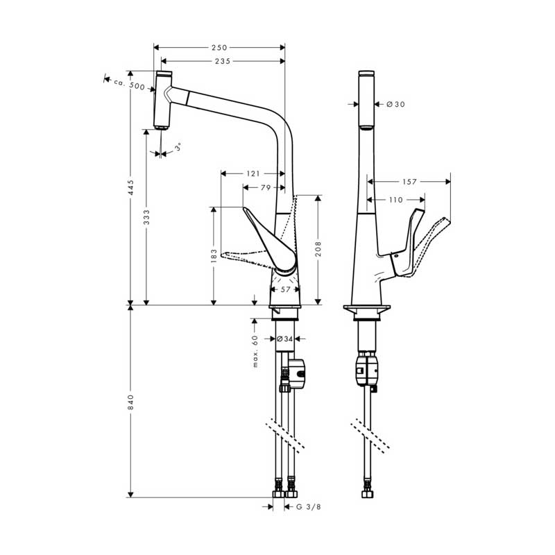 Köksblandare Hansgrohe Metris Select 320 med Utdragbar Pip Krom