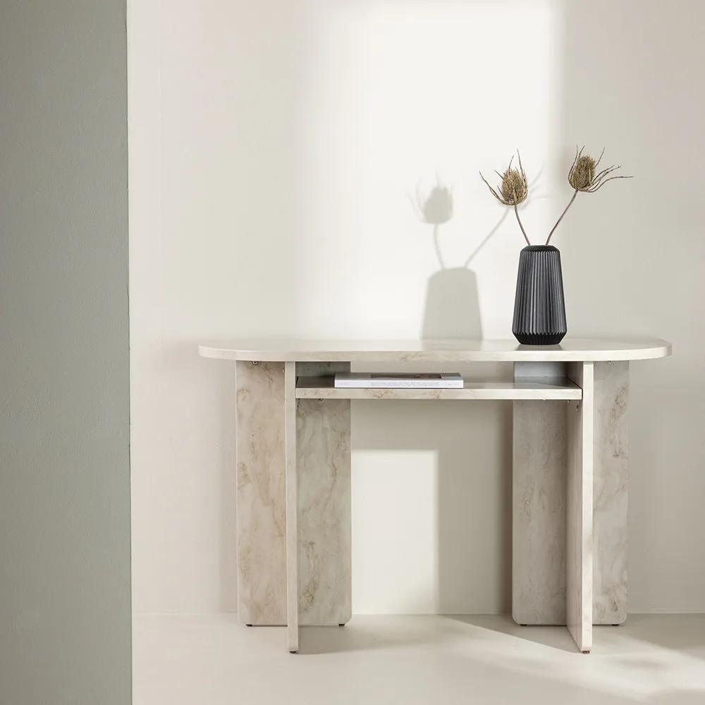 Sidobord Venture Home Ålesund Ovalt Bord med Marmorlook 120cm