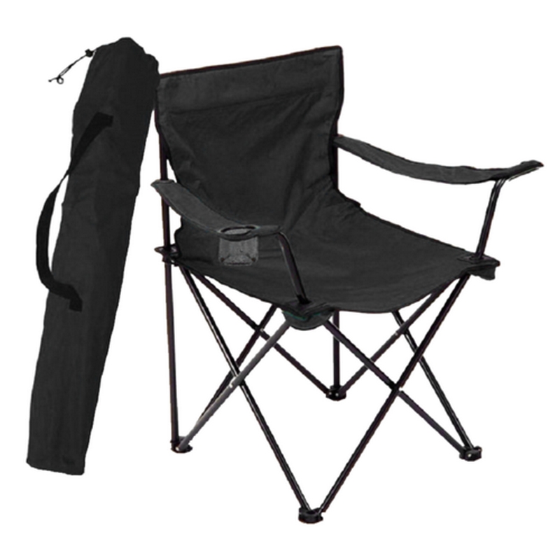 Campingstol Briv Svart Hopfällbar Med Förvaringspåse